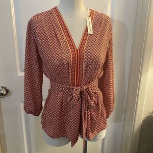 NWT Max Studio Tie Front Blouse Sz XS $88